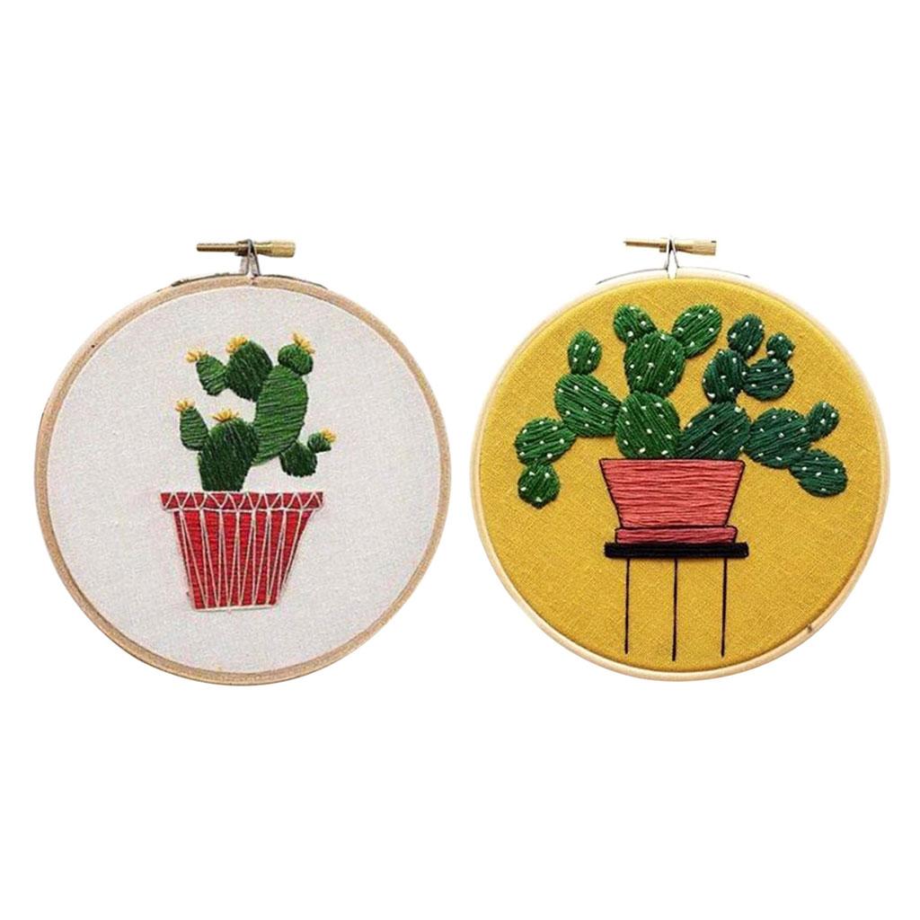 Embroidery Starter Kit with Pattern, 15cm Embroidery Hoop, Threads Style 1