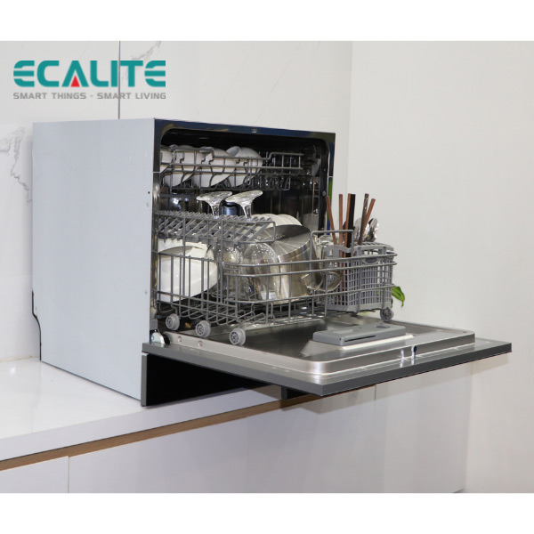 Máy Rửa Chén Ecalite EDW-UF6080BL - Có Rửa Điệt Khuẩn - Lắp Bán Âm Cực Gọn - Điều Khiển Cảm Ứng - Hàng Chính Hãng