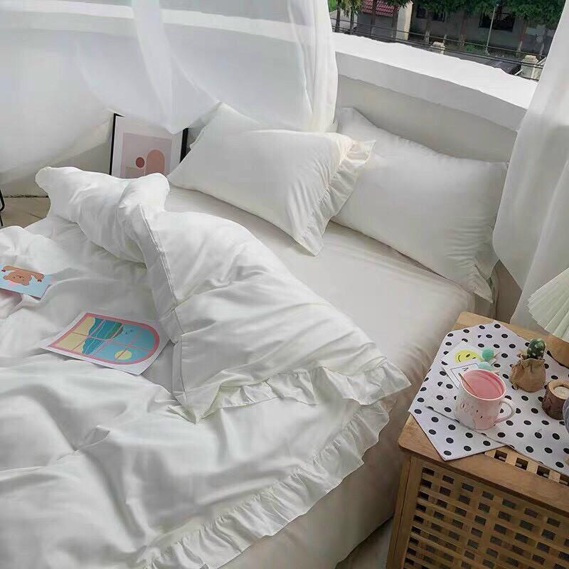Bộ chăn ga Cotton Tici bèo dài M2T bedding chăn ga Hàn Quốc đủ màu đủ size miễn phí bo chun