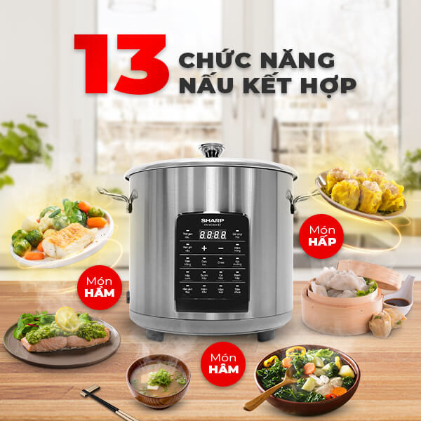 Nồi đa năng Sharp 9lit KN-MC90V-ST. Hàng chính hãng