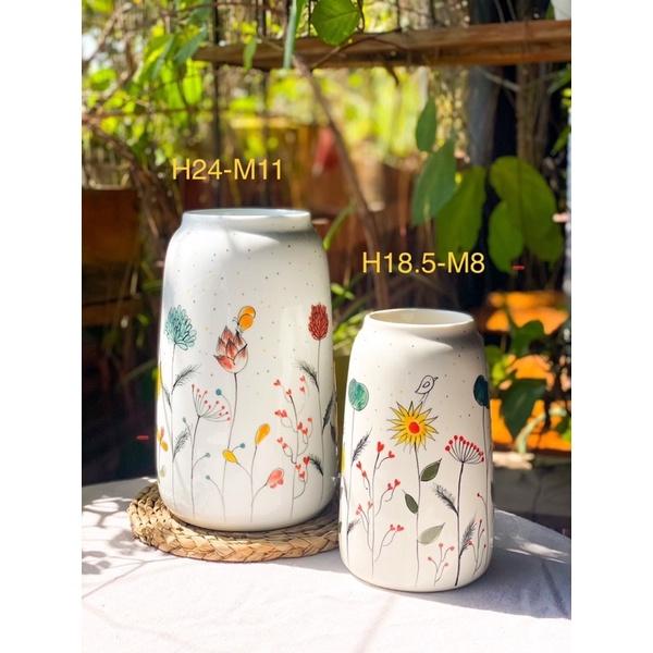 Bình cắm hoa men mát. Gốm sứ Bát Tràng.