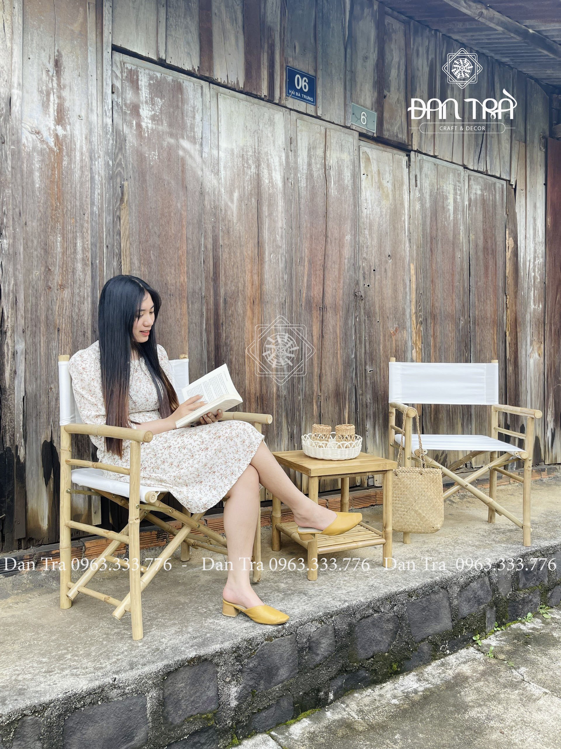 Ghế Tre Đạo Diễn Bạc Trắng Xuất Khẩu Đan Trà- Ghế Tre Decor Quán- Nội Thất Mây Tre Đan