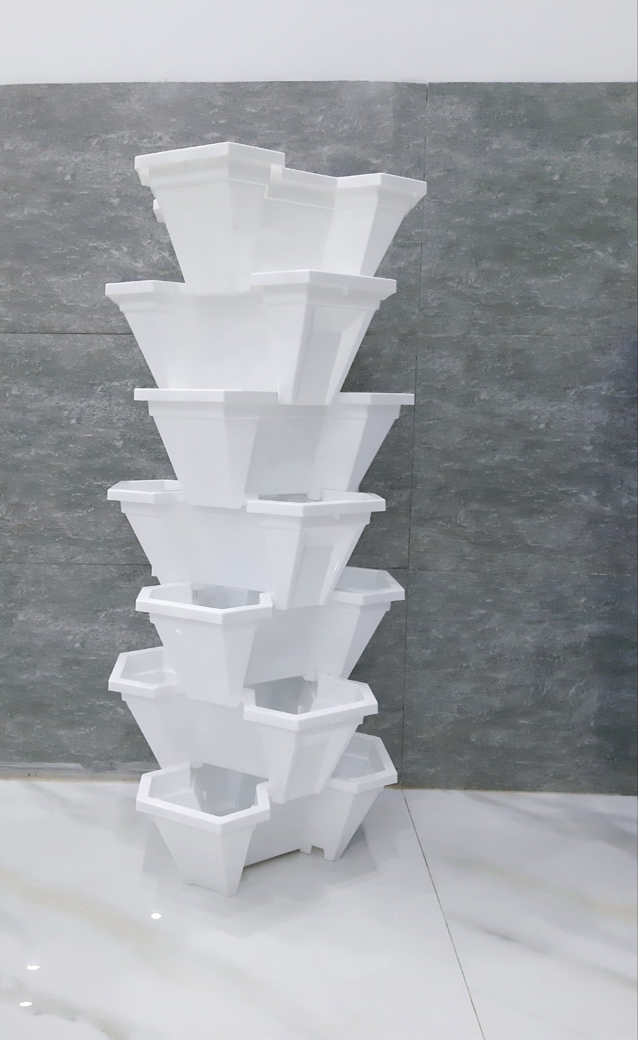BỘ THÁP TRỒNG RAU/ HOA/ DÂU TÂY 7 TẦNG- Màu trắng- tiết kiệm không gian- độ bền cao