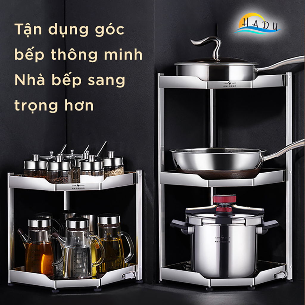 Kệ Góc Tường Inox 304 Tam Giác 2 3 Tầng Nhà Bếp Cao Cấp Đạt Chất Lượng Đức SSGP