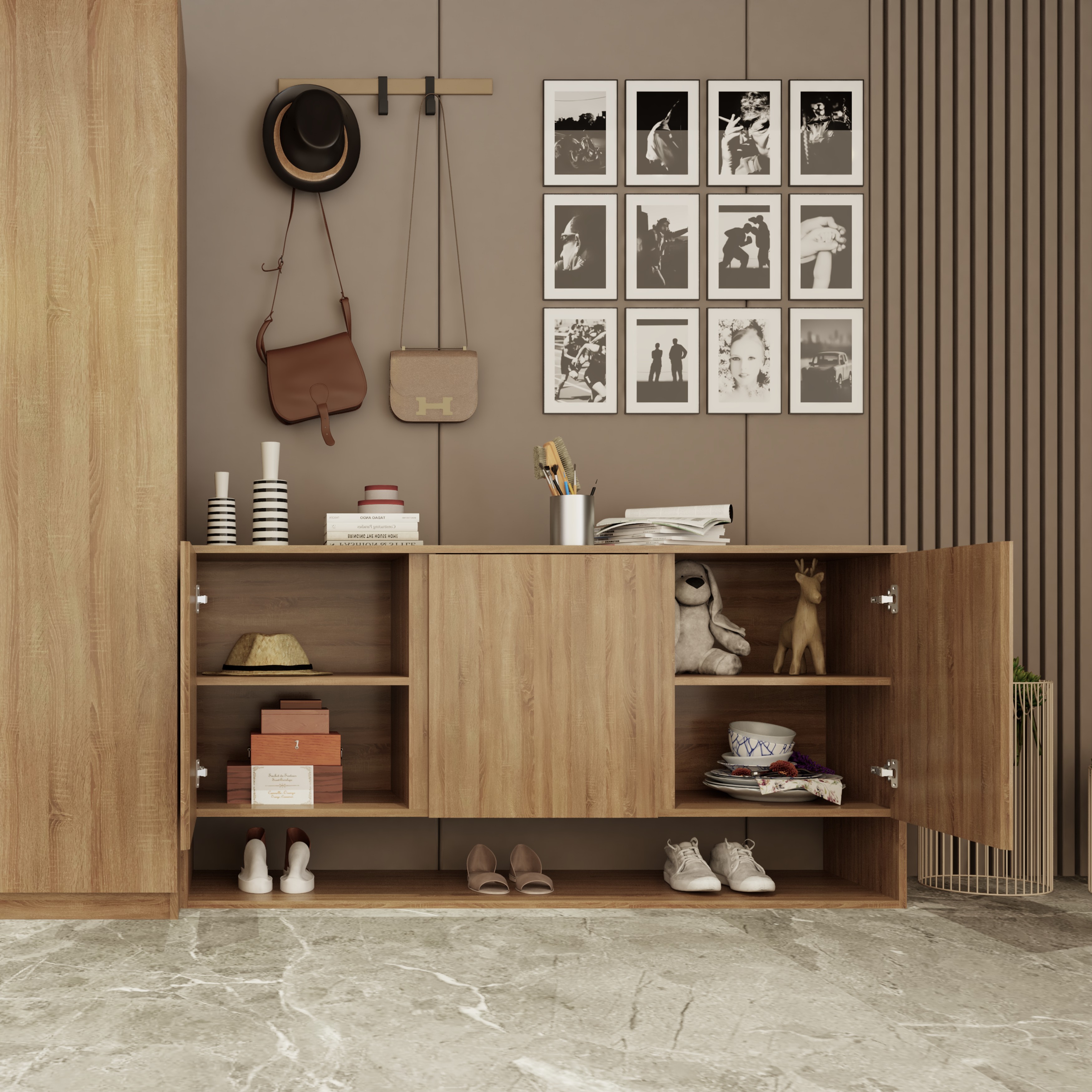 [Happy Home Furniture] SCANDINA, Tủ đựng đồ 3 cánh mở , 160cm x 44cm x 80cm ( DxRxC), TCM_096
