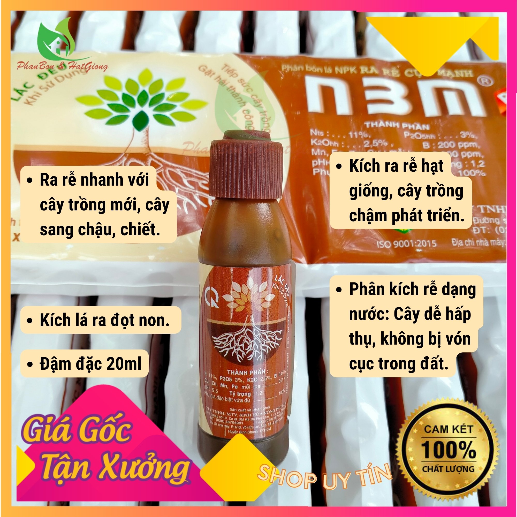 N3M ra rễ cực mạnh, phân bón lá kích rễ dạng nước đậm đặc 20ml - Shop Phân Bón và Hạt Giống