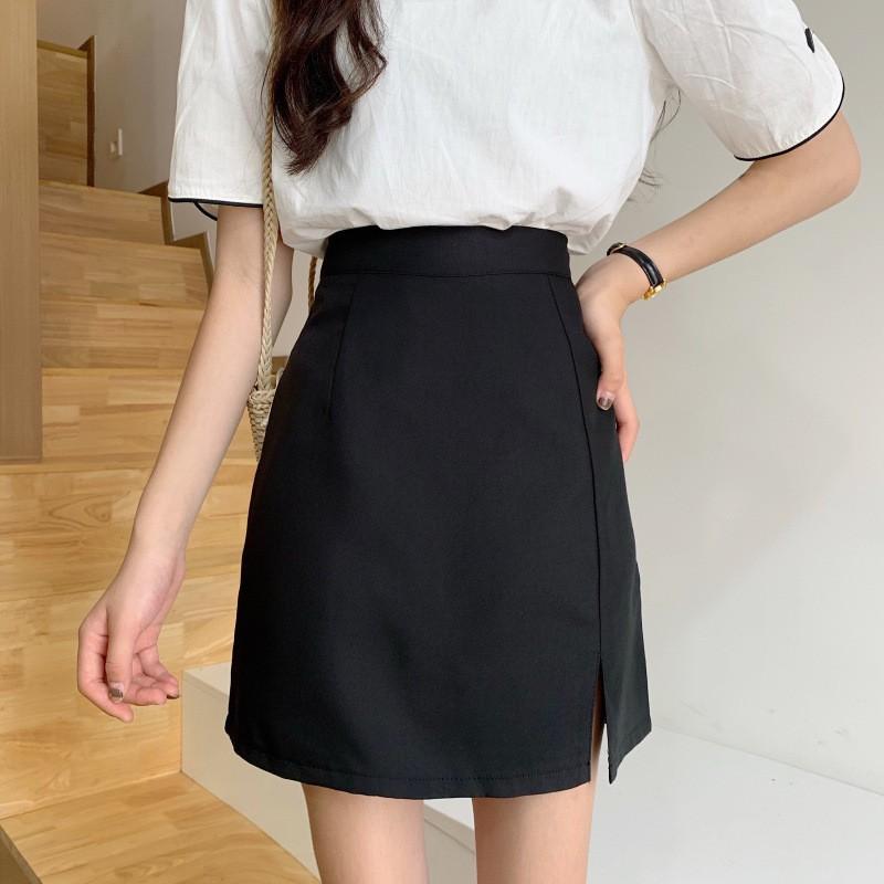 Chân Váy Chữ A Chân Váy Công Sở Lưng Cao Xẻ Tà  Màu Trơn Dễ Phối Đồ Trẻ Trung Thanh Lịch.