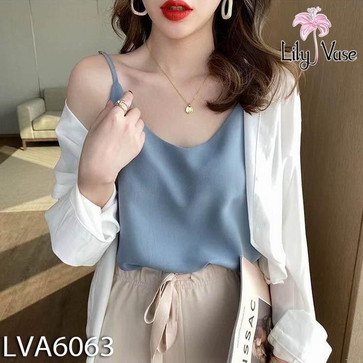 Áo 2 dây trơn basic dáng suông chất vải lụa trượt mềm mượt nhẹ mát cho ngày hè Lily Vase