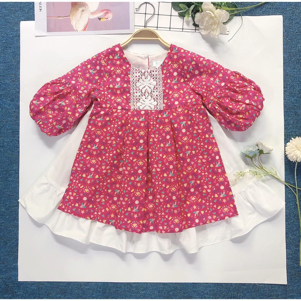 Váy đầm Nora hoa nhỏ hồng đậm | 2Y-6Y