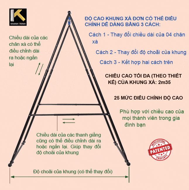 Xà Đơn Xếp Khánh Trình Cho Người Cao Từ 1m40 - 1m80 -Tặng Túi Chườm Nóng