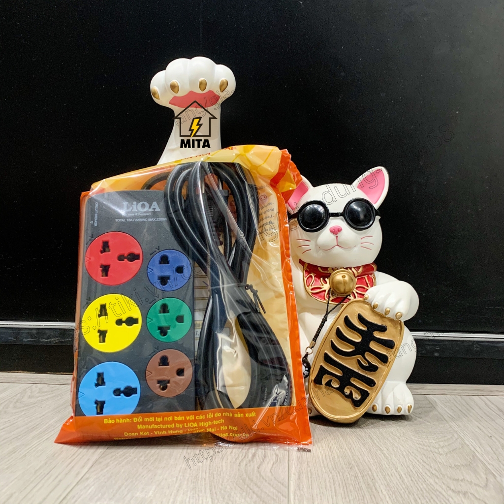 Ổ Cắm Điện 3D + 3S Dây 3m x 2 Lioa 3D3S32 - Đen