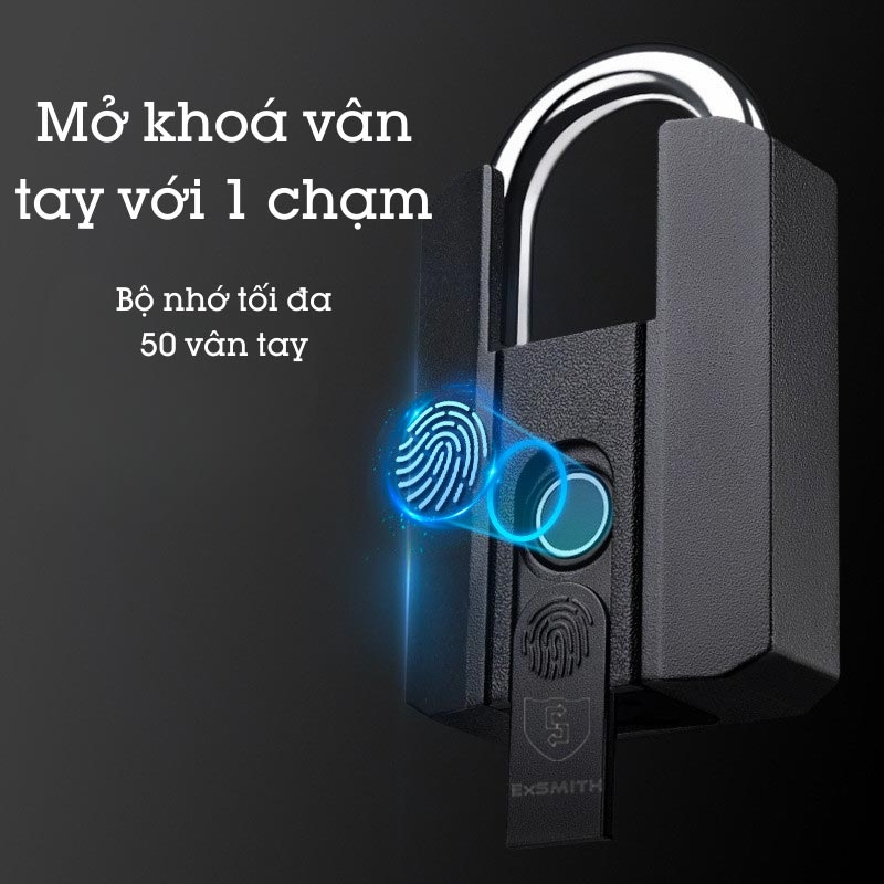 Ổ Khóa Cửa Vân Tay Thông MInh Exsmith P303 Kèm Chìa Khóa Và Mở Bằng Điện Thoại Từ Xa