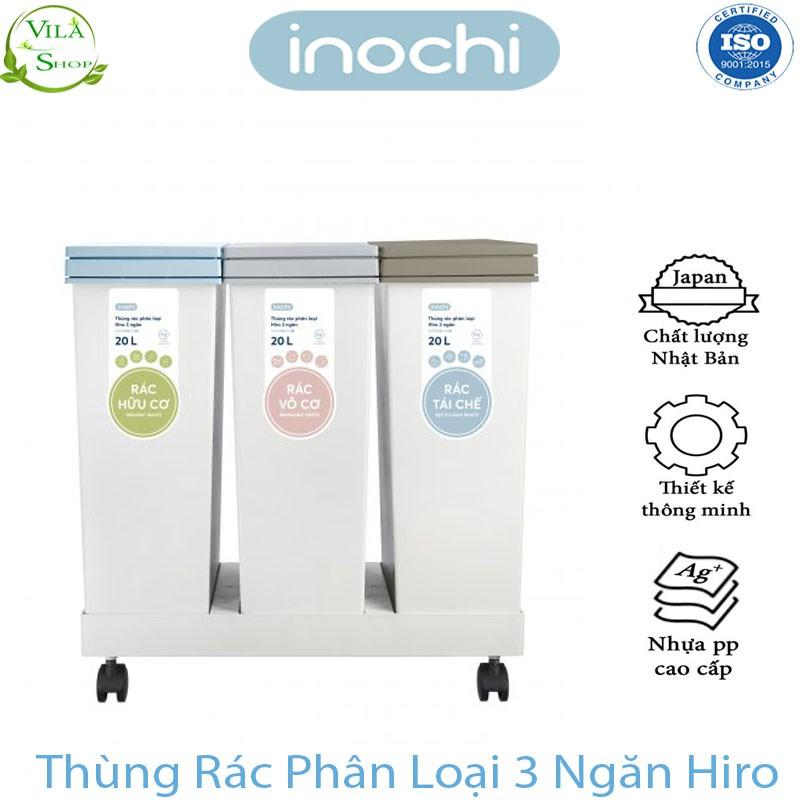 Thùng Rác Phân Loại 3 Ngăn Hiro Inochi Làm Thùng Rác Công Ty, Khách Sạn, Nhà Hàng Đựng Rác Gia Đình