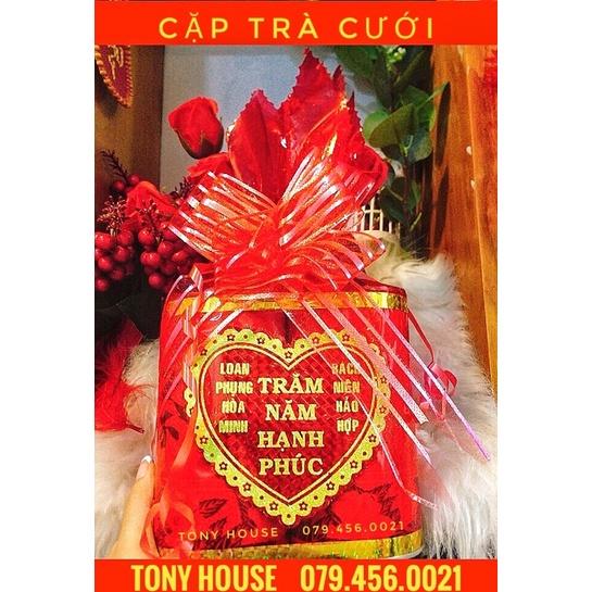 Bộ khay trầu - Bộ khay song hỷ đám cưới hỏi - Kèm 1 bao nạp tài