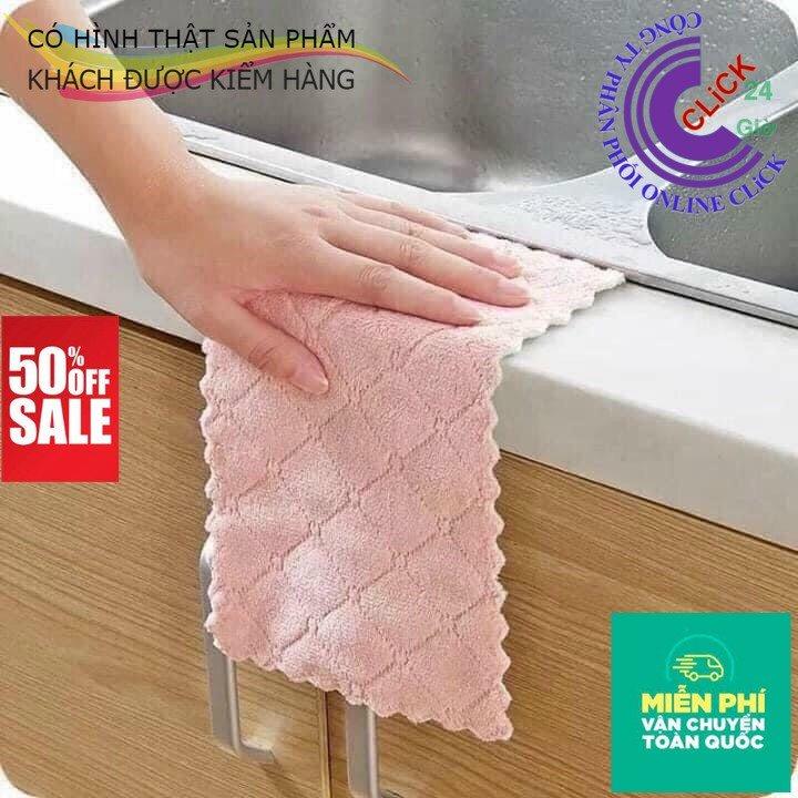 Set 10 Khăn Lau Đa Năng Nhà Bếp, Bát Đĩa, Cốc Chén Thấm Nước Chống Dính Dầu Mỡ Hai Mặt - Siêu Rẻ