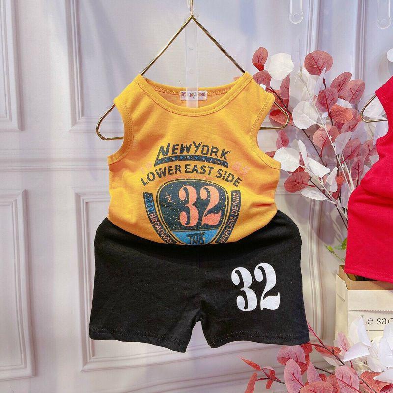 Bộ sát nách bé trai bé gái in số,vải cotton 4 chiều, đồ bộ trẻ em đẹp cho bé từ 7-20kg giá r