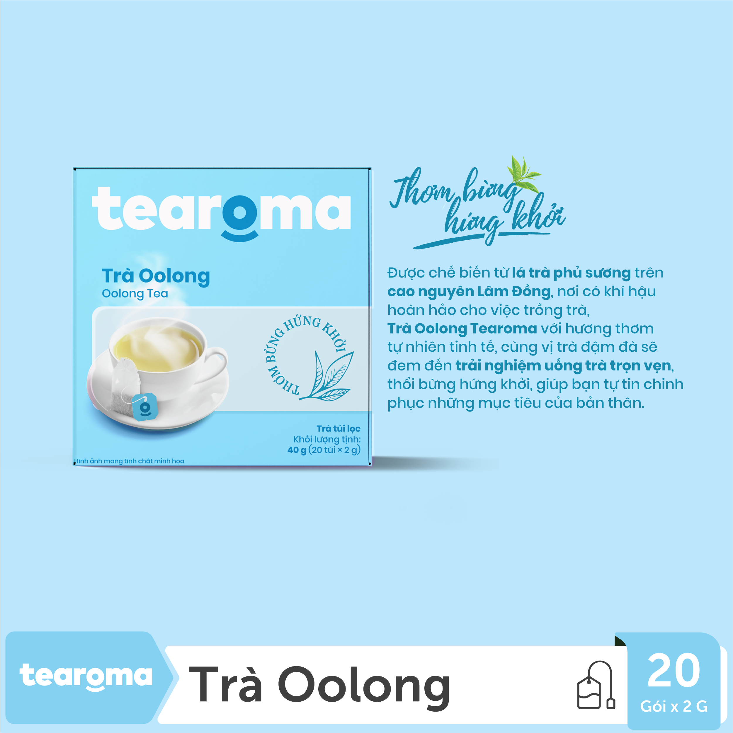 Mua 2 tặng 1 - Trà túi lọc Ô long Tearoma (Hộp 20gói x 2gr)