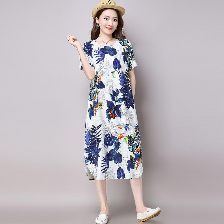Đầm suông nữ thiết kế xẻ tà form rộng in hoa đẹp Ah149