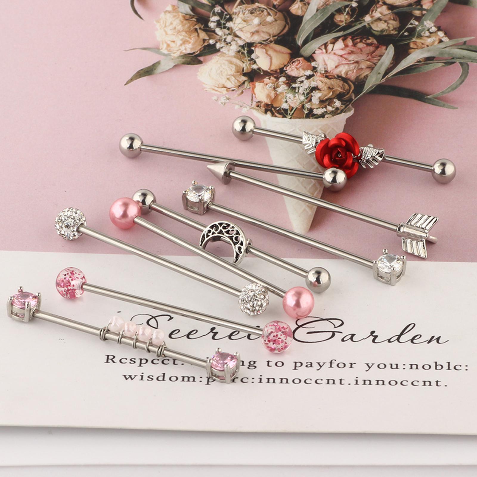 Pair trend ear industrial piercing barbell earrings jewelry punk accessory