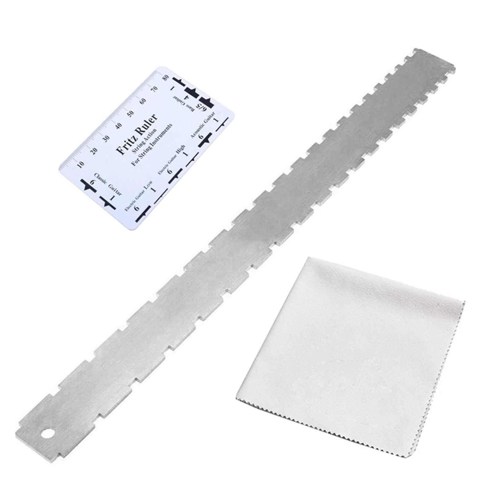 Guitar Neck Notched Straight Fret Ruler Measuring Ruler Gauge Fret Leveling Fret Guitar Level Luthier Tool for Bass Acoustic Electric Guitar