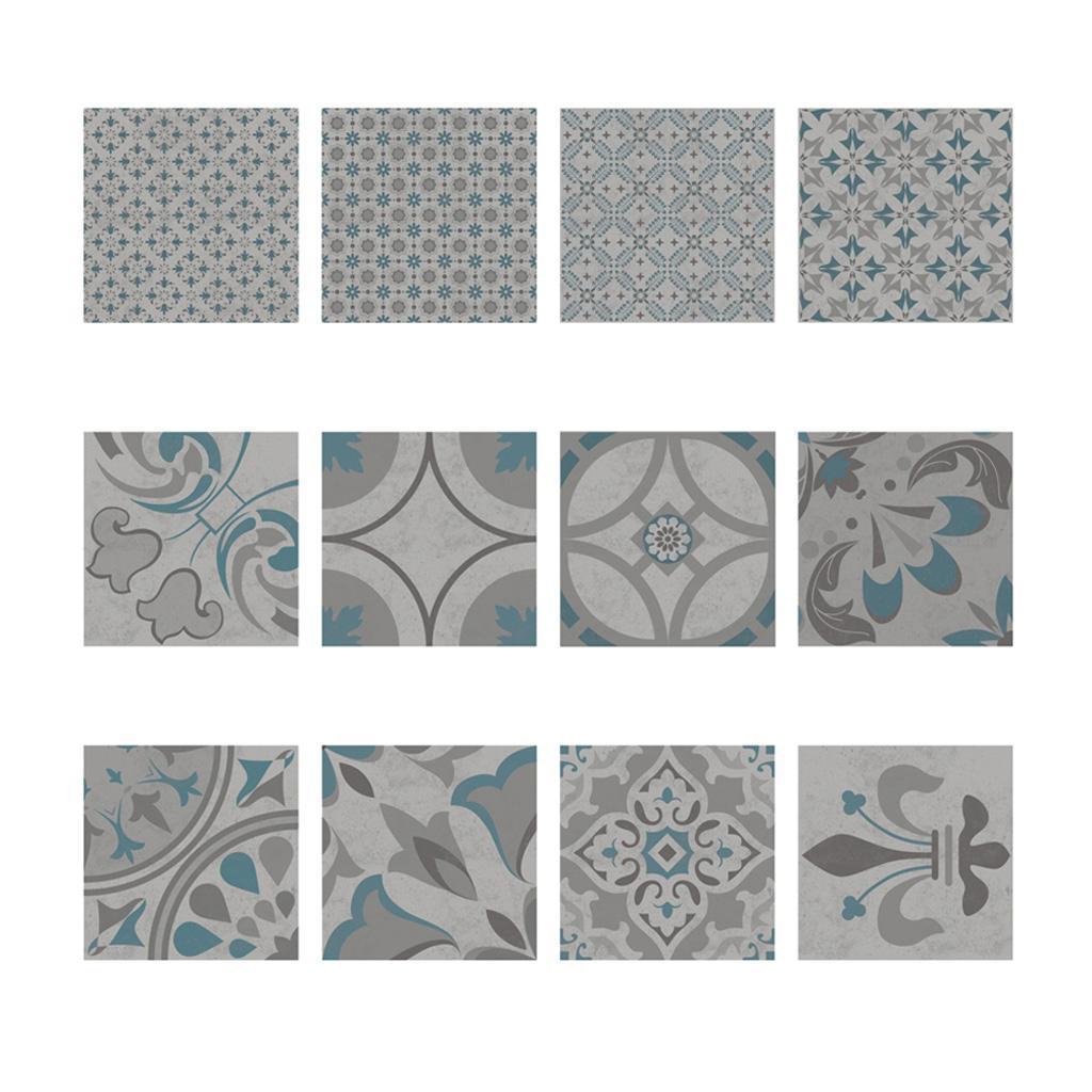 12Pieces Mosaic Wall Floor Tiles Sticker Decal Kitchen Bathroom Waterproof