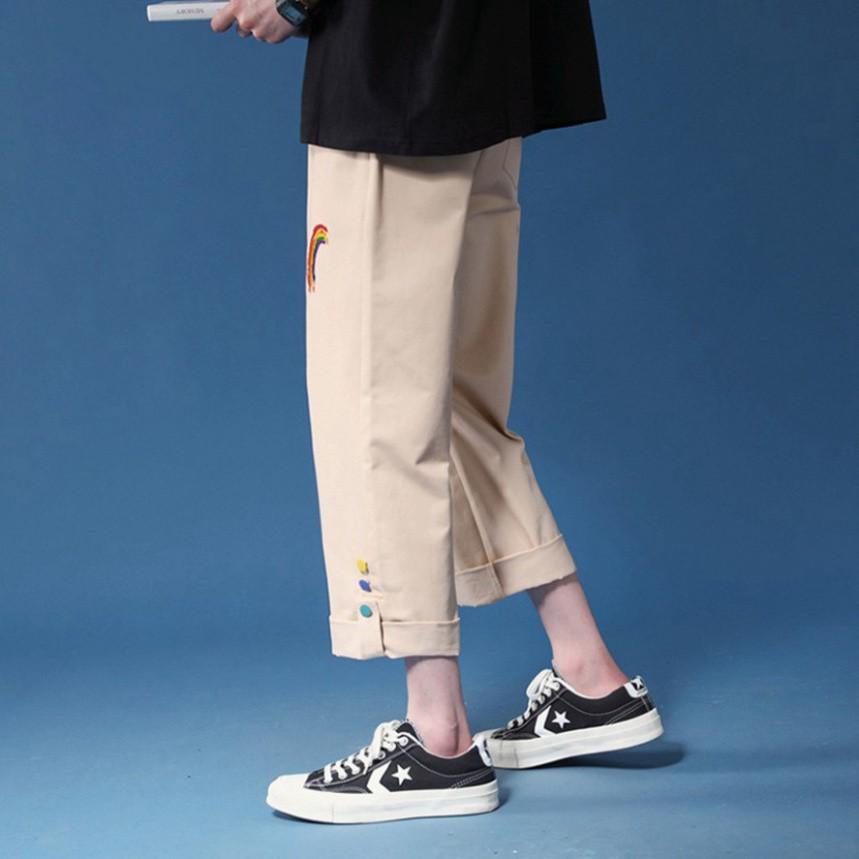 Sống cảm hứng Quần Kaki Baggy Nam Nữ  KAKI Ống Suông Unisex Quần Ống Suông cầu vồng hot