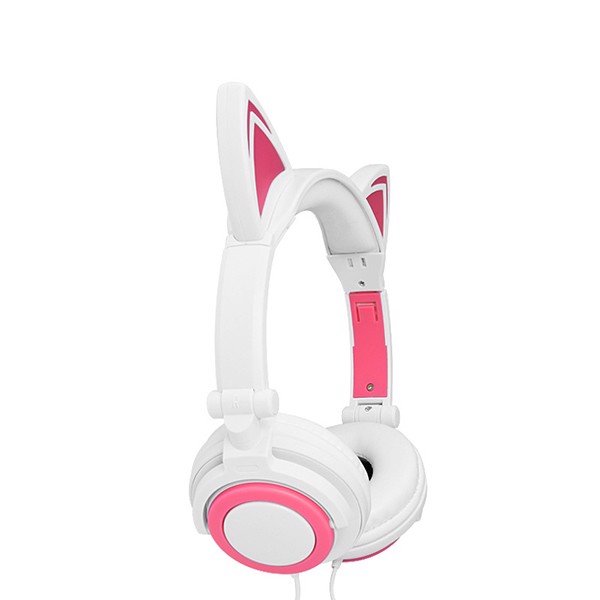 Tai nghe chụp tai mèo Headphone dễ thương có đèn led và dây