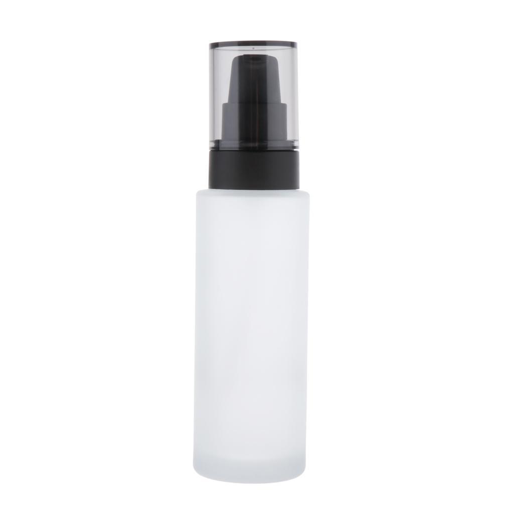 2 Pcs Leakproof Empty Glass Face Cream Dispensing Bottle Container w/ Black Pump