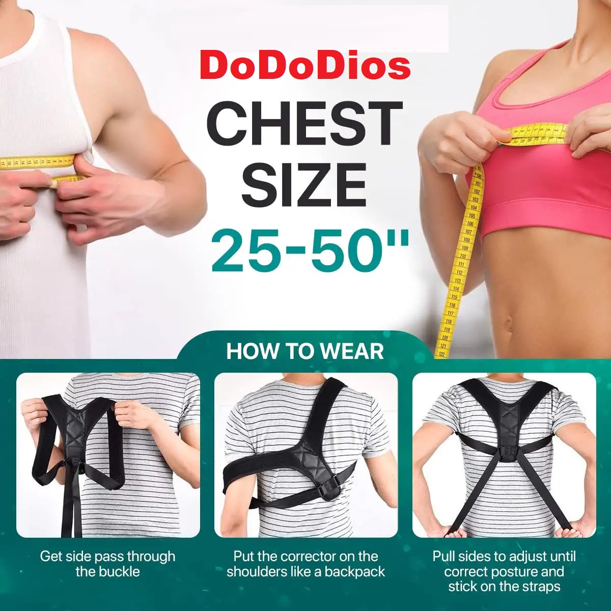 Posture Corrector for Women and Men - Invisible &amp; Adjustable Upper Back Brace for Clavicle Support - Effective Straightener and Providing Pain Relief from Neck, Back, Shoulder - Đai chống gù lưng - Hàng chính hãng DoDoDios