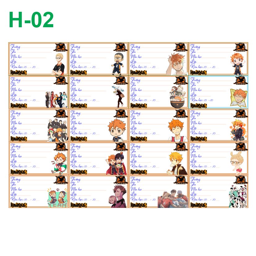 Nhãn vở set 60 nhãn Haikyuu!!