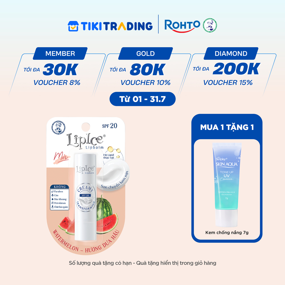Son dưỡng không màu chuyển kem mịn Lipice Creamy 3.3g: Hương Dưa Hấu (Watermelon)