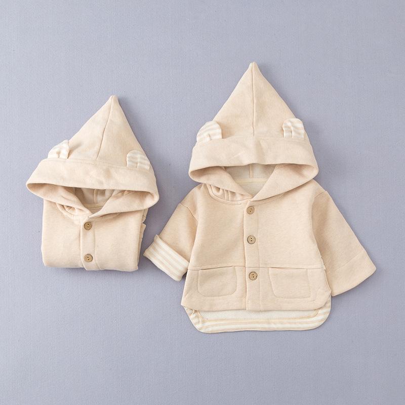 Bộ Quần Áo Thu Đông Cotton Áo Khoác Ấm Bé Trai Bé Gái Bé Gái Màu Trơn Mũi Nhọn Hood Có Mũ Áo Khoác Phao Bông Chắn Gió