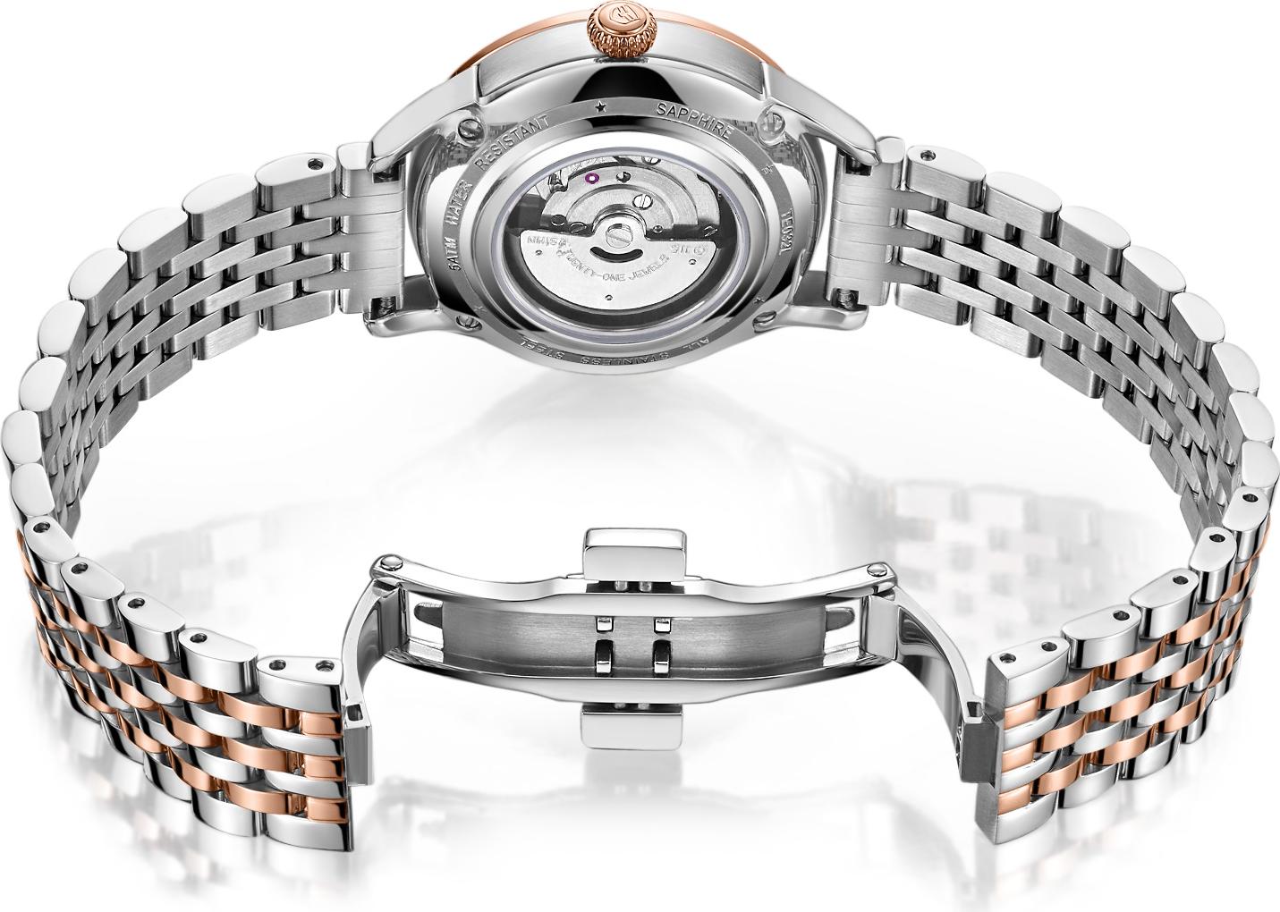 Đồng hồ nữ máy cơ dây da và thép mặt xà cừ chính hãng Thụy Sĩ TOPHILL TE032L.M7288