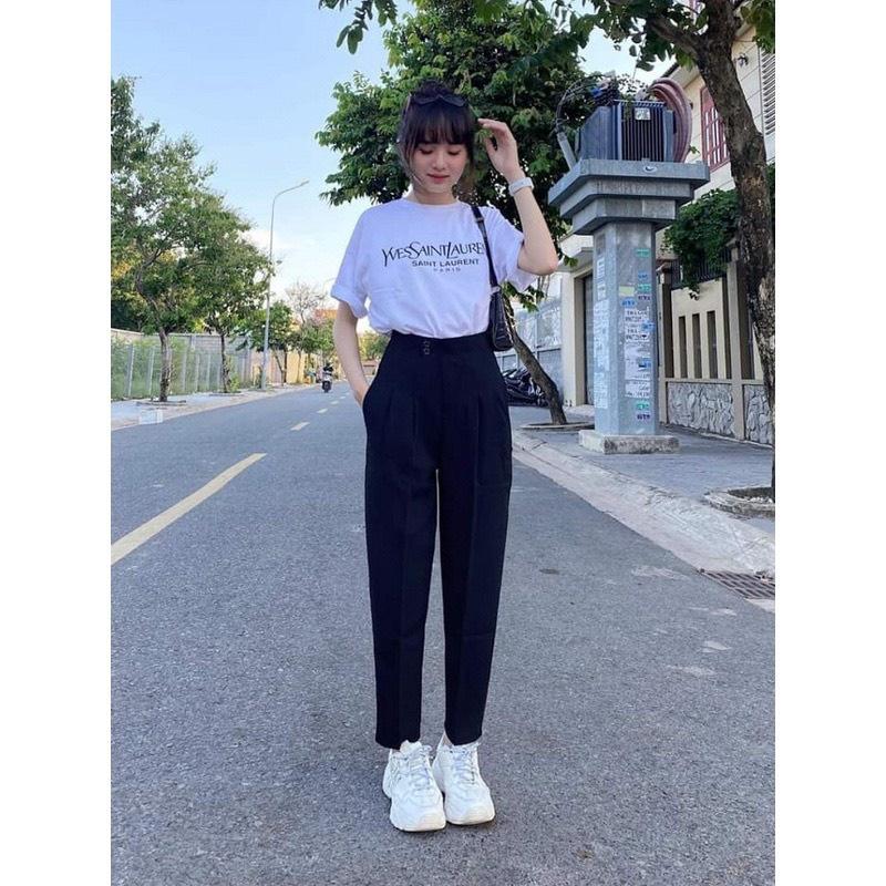 Quần Baggy Nữ 2 Khuy Lưng Cạp Cao Form Công Sở Loại Vải Cao Cấp Siêu Xinh Tôn Dáng Đi Học, Đi Làm Công Sở