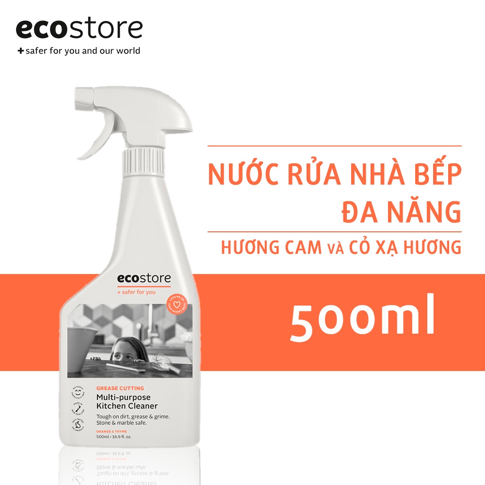 Nước rửa nhà bếp đa năng gốc thực vật hương cam và cỏ xạ hương ecostore 500ml