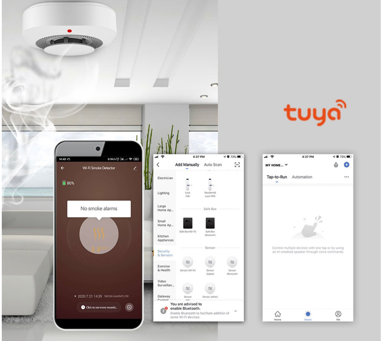 Thiết bị báo cháy (tặng kèm pin vuông) loại wifi SMS23W