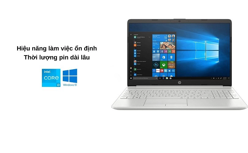 Laptop HP 15-DW3033dx (405F6UA) (Core i3-1115G4, 8GB Ram, 256GB SSD NVme, 15.6 inch FHD, BT, Win10S, Silver - Hàng Nhập Khẩu