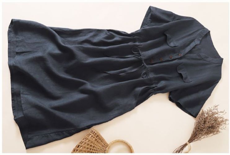 Đầm linen dáng suông 2 túi ốp ngực trẻ trung ArcticHunter, thời trang thương hiệu chính hãng
