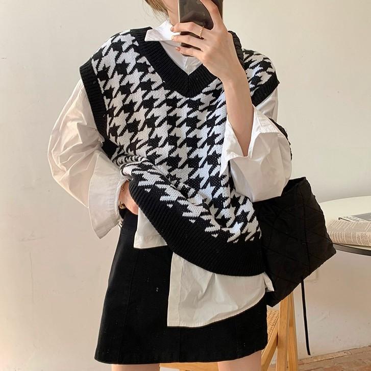 Áo vest len không tay dáng rộng hợp thời trang trẻ trung năng động