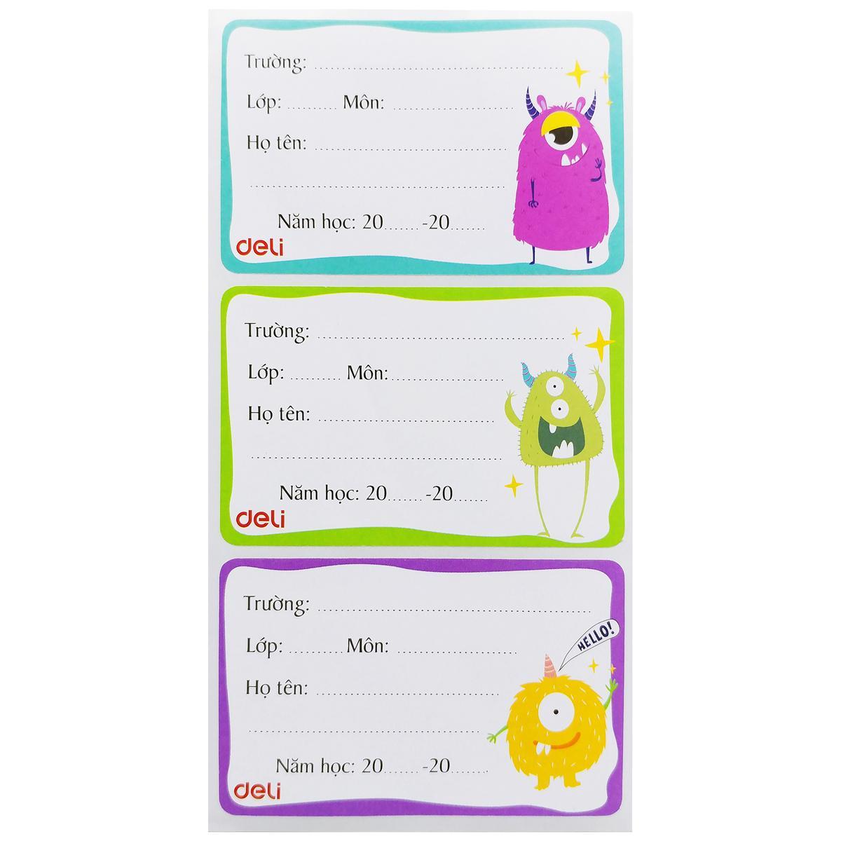 Nhãn Vở Học Sinh 3 Ô - Deli CA900 (12 Nhãn) - Mẫu 2