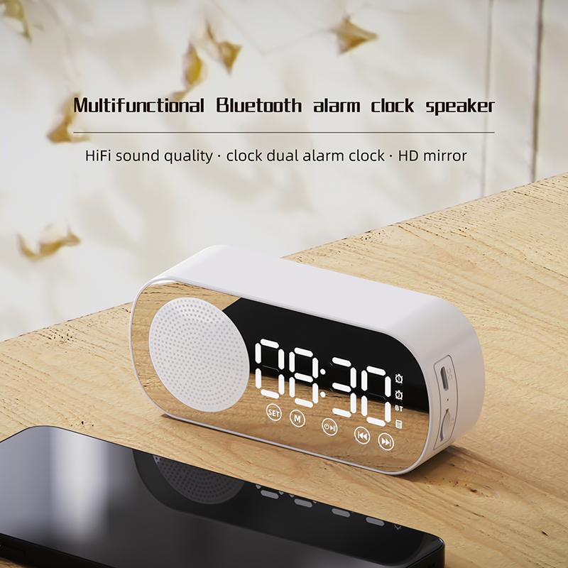 Đồng hồ loa Bluetooth không dây mới Hỗ trợ báo động kép TF Thẻ FM Radio Soundbar Hifi Music Box Soundbar Màu sắc: Đen