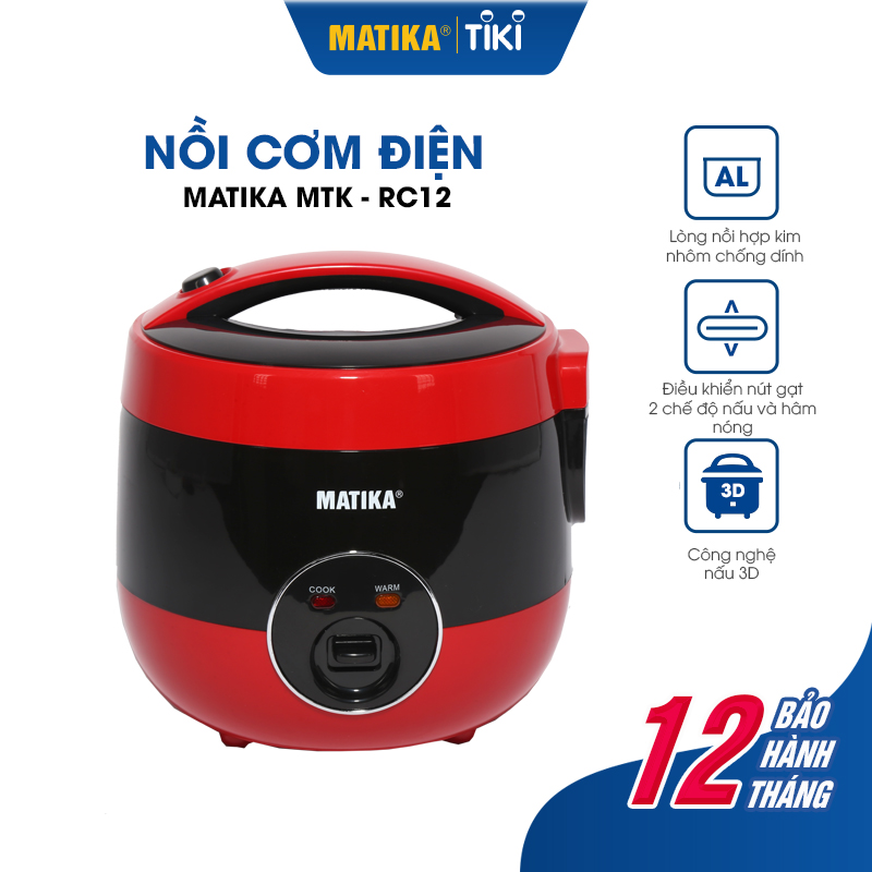 Nồi Cơm Điện Mini MATIKA 1.2L MTK-RC12 - Hàng chính hãng