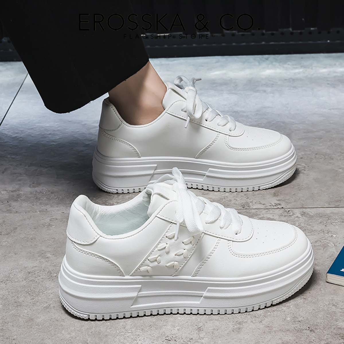 Erosska - Giày sneaker đế độn phong cách basic năng động - GS012