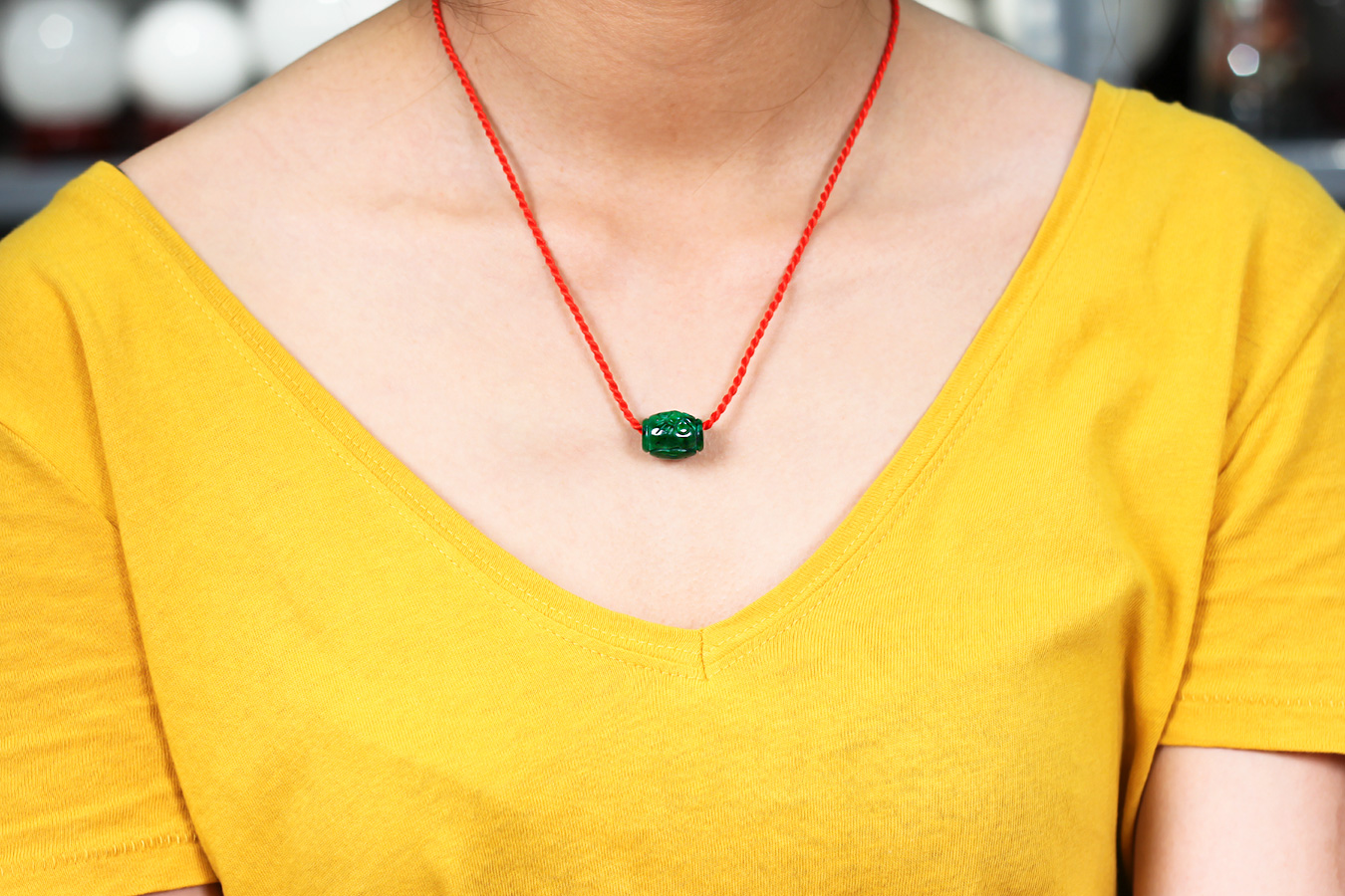 Vòng cổ nữ Charm Cẩm Thạch lu thống đá tự nhiên