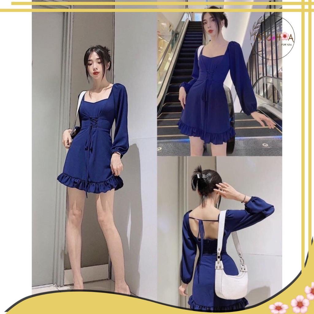 Đầm tay dài rút bụng xinh xắn