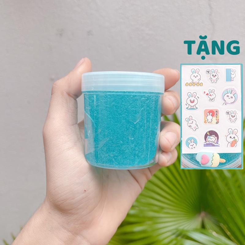 Slime Trong Đại Dương Hộp To 200ml Bóng Dẻo An Toàn - Tặng Kèm Charm Và Sticker Trang Trí