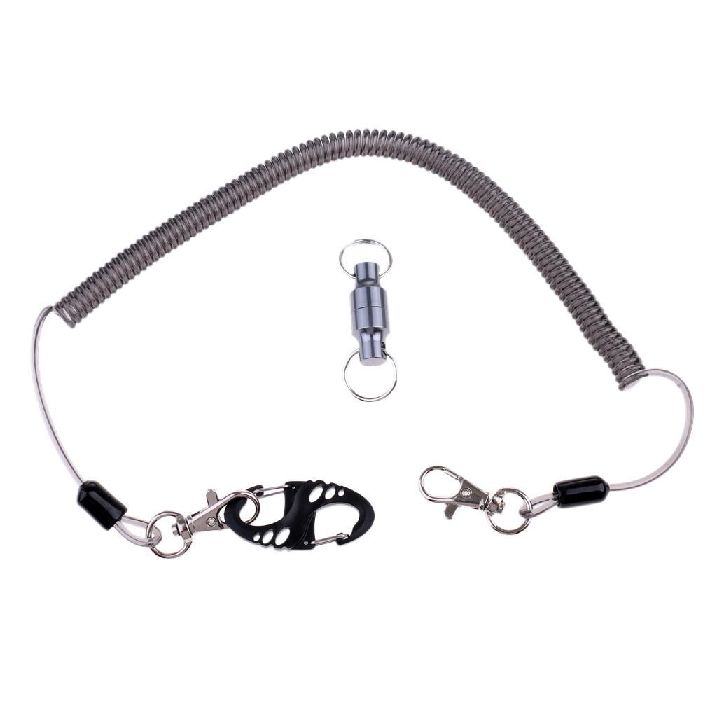 Retractable Fishing Coiled Lanyard With Magnetic Net Release Fly Fishing