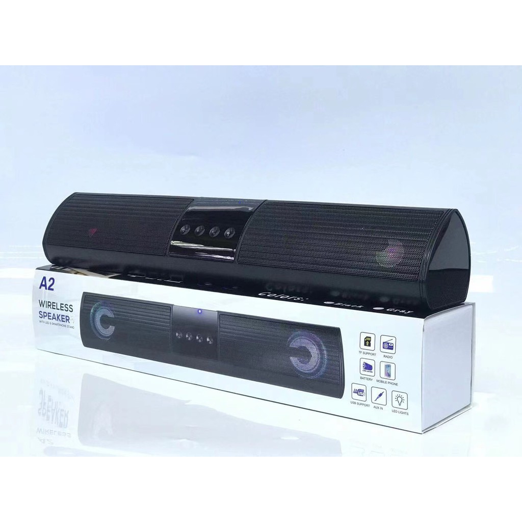 Loa bluetooth speaker LANITH A2 dáng dài 2 loa cực đỉnh – Tặng kèm dây sạc 3 đầu - Kiểu dáng sang trọng hỗ trợ thẻ nhớ, đài FM - Hàng nhập khẩu – LWR000A2.CAP001