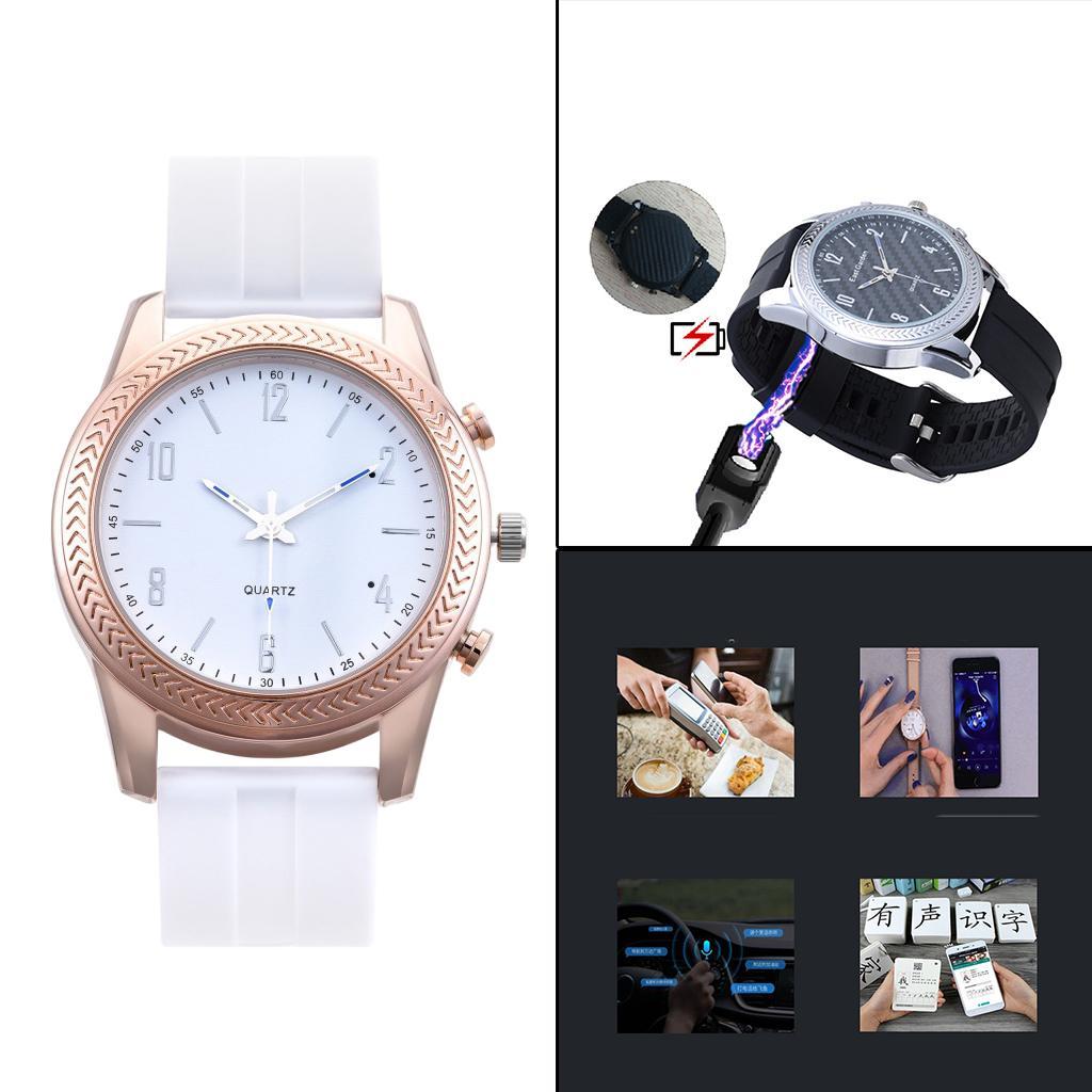 Quartz Bluetooth Speaker Pointer Watch Loudspeaker Waterproof White