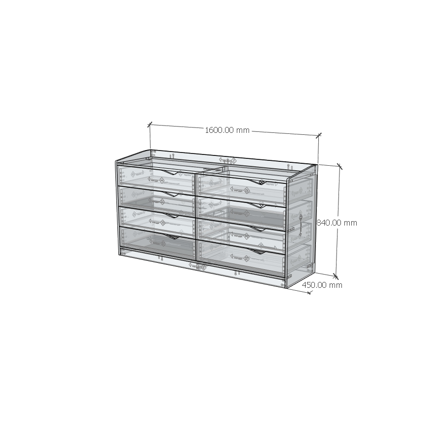 [Happy Home Furniture] WINNI, Tủ lưu trữ 8 ngăn kéo , 160cm x 45cm x 84cm ( DxRxC), THK_140